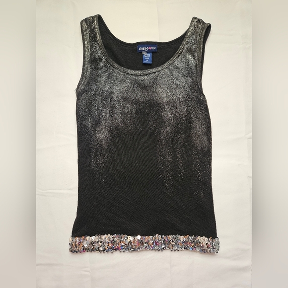 Limited Too Girls Black & Silver Shimmer Tank Top With Sequins Size 12 - Picture 1 of 8